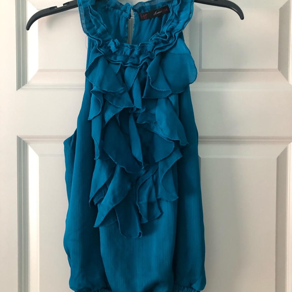 Sleeveless Ruffle Front Top